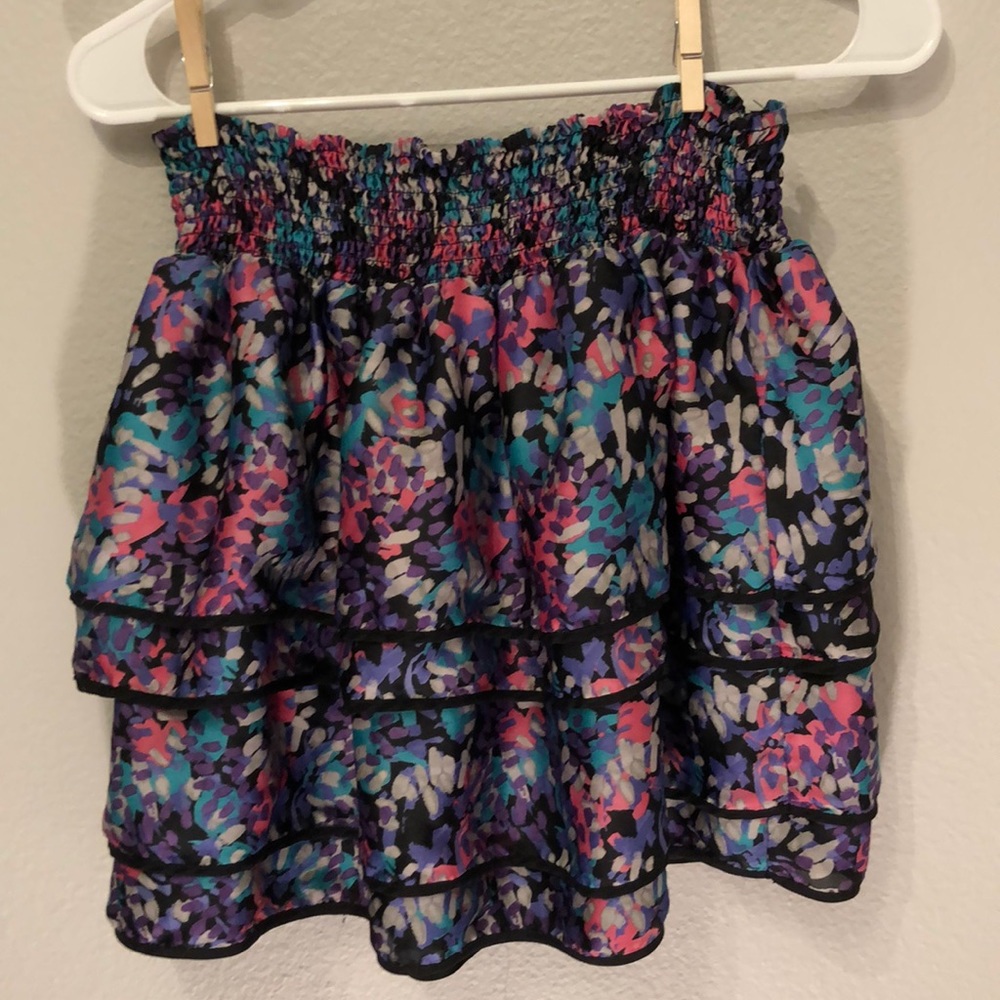Multicolored A Line Mini Skirt